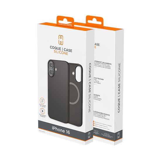 Coque silicone MagSafe iPhone 16 - Noir